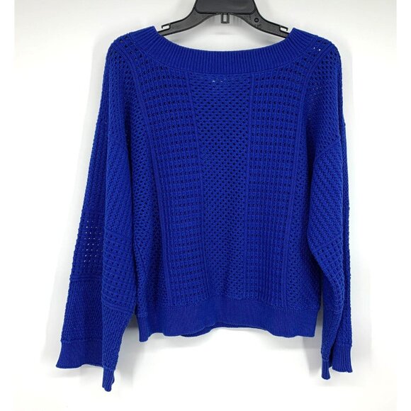 Anthropologie Moth Reese Sweater Blue Wide Sleeve Open Knit - Picture 7 of 10